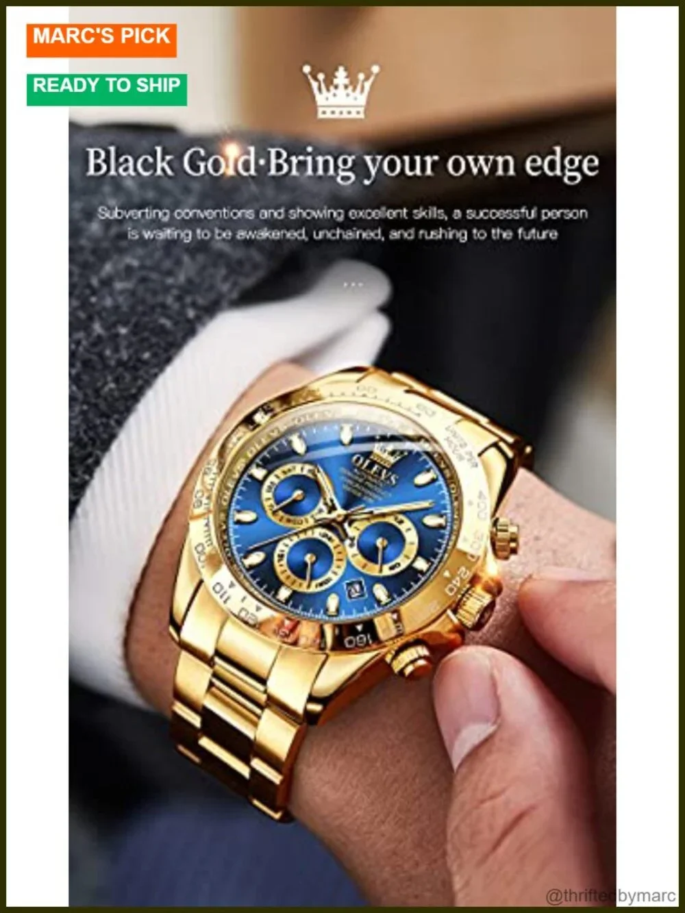 Automatic Gold Watch Luminous Calendar Stainless Steel Waterproof